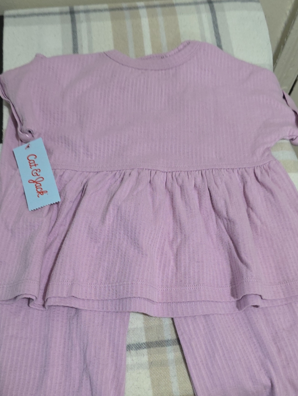 Cat & Jack Lavender Ribbed Peplum Tee